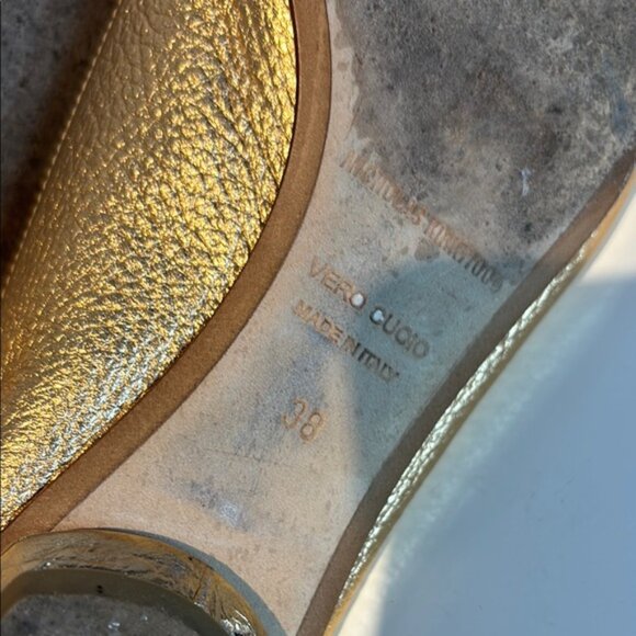 Nicholas Kirkwood Metallic Gold Leather Beya Pointed Toe Loafers Size 38 - Picture 9 of 14